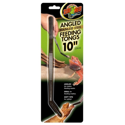 Zoo Med Angled Stainless Steel Feeding Tongs - 1 Pack - (10