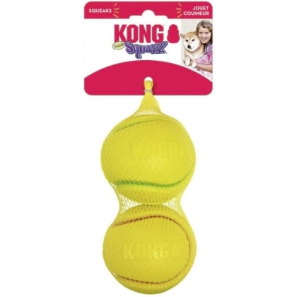 KONG Squeezz Tennis Ball Assorted Colors - Large - 2 count