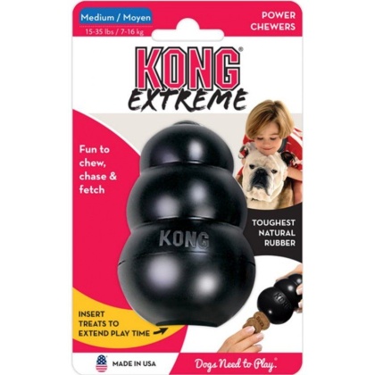 Kong Extreme Kong Dog Toy - Black - Medium - Dogs 15-35 lbs (3.5