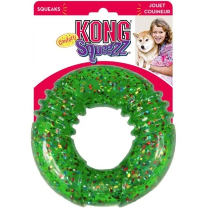 KONG Squeezz Confetti Ring Dog Toy Medium - 1 count
