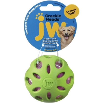 JW Pet Crackle Heads Rubber Ball Dog Toy Medium - 1 count