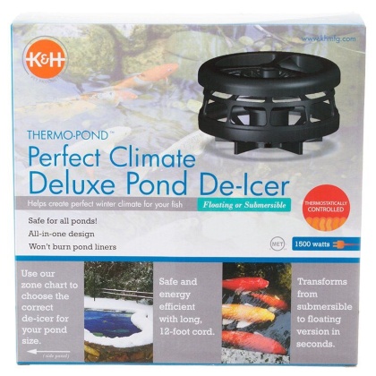 K&H Pet Products Thermo-Pond Perfect Climate Deluxe Pond De-Icer - 1500 Watts with 12' Cord