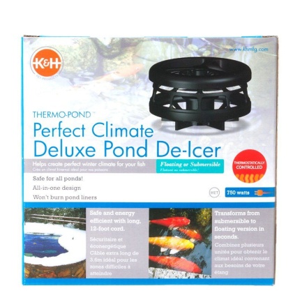 K&H Pet Products Thermo-Pond Perfect Climate Deluxe Pond De-Icer - 750 Watts with 12' Cord