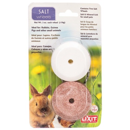 Lixit Salt & Mineral Wheels for Small Pets - 2 Pack - (3 oz Salt Wheel & 3 oz Mineral Wheel)