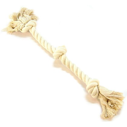 Flossy Chews 3 Knot Tug Toy Rope for Dogs - White - Medium (20
