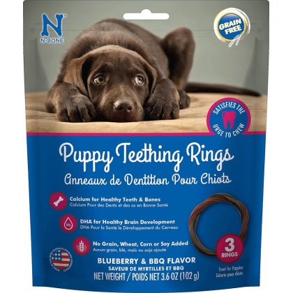 N-Bone Puppy Teething Ring Blueberry Flavor  - 3 count