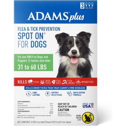Adams Flea And Tick Prevention Spot On For Dogs 31-60 lbs Large 3 Month Supply  - 1 count