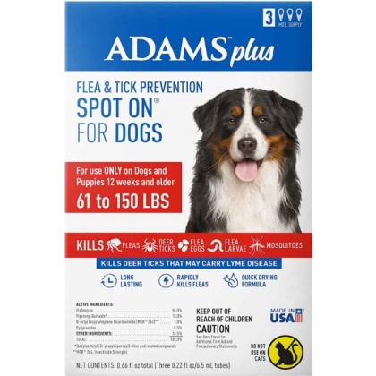 Adams Flea And Tick Prevention Spot On For Dogs 61 -150 lbs X-Large 3 Month Supply  - 1 count