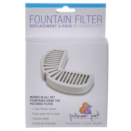 Pioneer Replacement Filters for Stainless Steel and Ceramic Fountains - 4 Pack