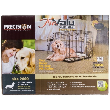 Precision Pet Pro Value by Great Crate - 2 Door Crate - Black - Model 2000 (24\