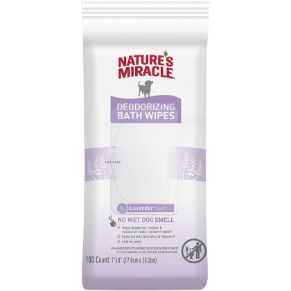 Natures Miracle Deodorizing Bath Wipes for Dogs Lavender Scent - 100 count