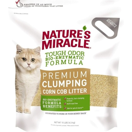 Nature's Miracle Tough Odor Bio-Enzymatic Formula Premium Clumping Corn Cob Litter - 10 lbs