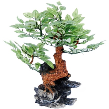 Penn Plax Bonsai Tree on Rock Aquarium Ornament - 10\