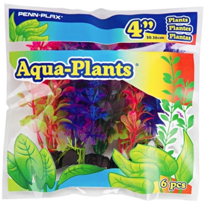 Penn Plax Colorful Aquarium Plastic Plant Pack 4