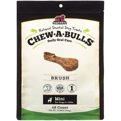 Redbarn Pet Products Chew-A-Bulls Brush Dental Dog Treats Mini - 48 count