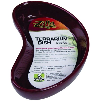 Zilla Kidney Shaped Terrarium Dish - Food or Water - Medium - 5.25\