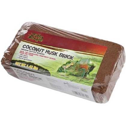 Zilla Coconut Husk Premium Reptile Bedding Brick - 1.3 lbs - Covers 55 Gallon Tank - (4\